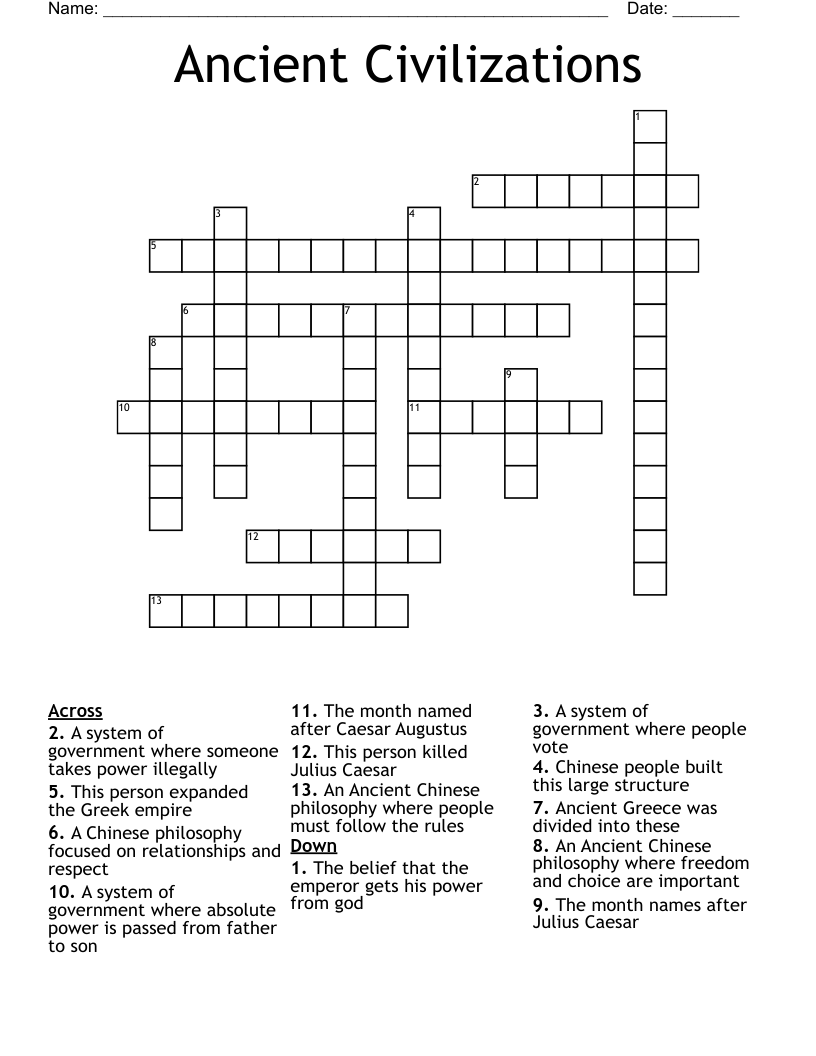 Ancient Civilizations Crossword