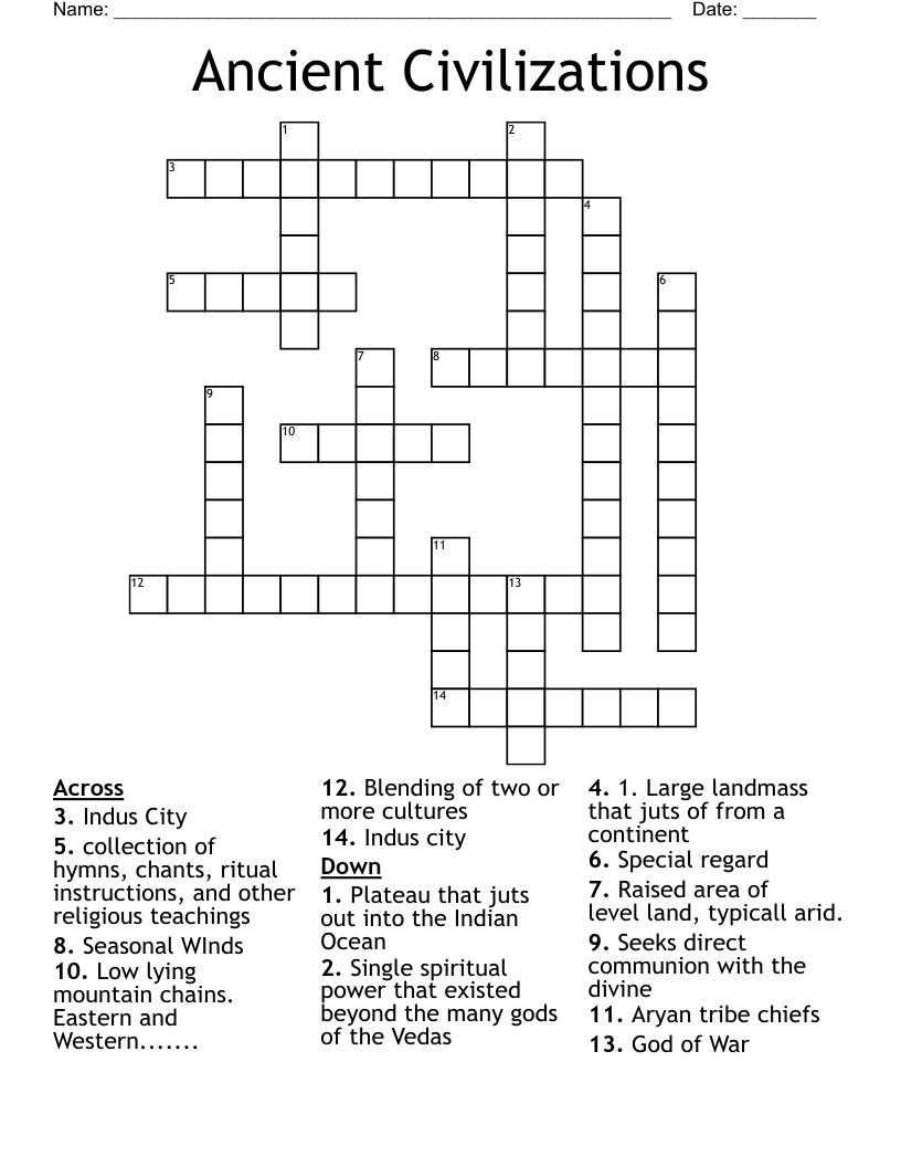 Ancient Civilizations Crossword