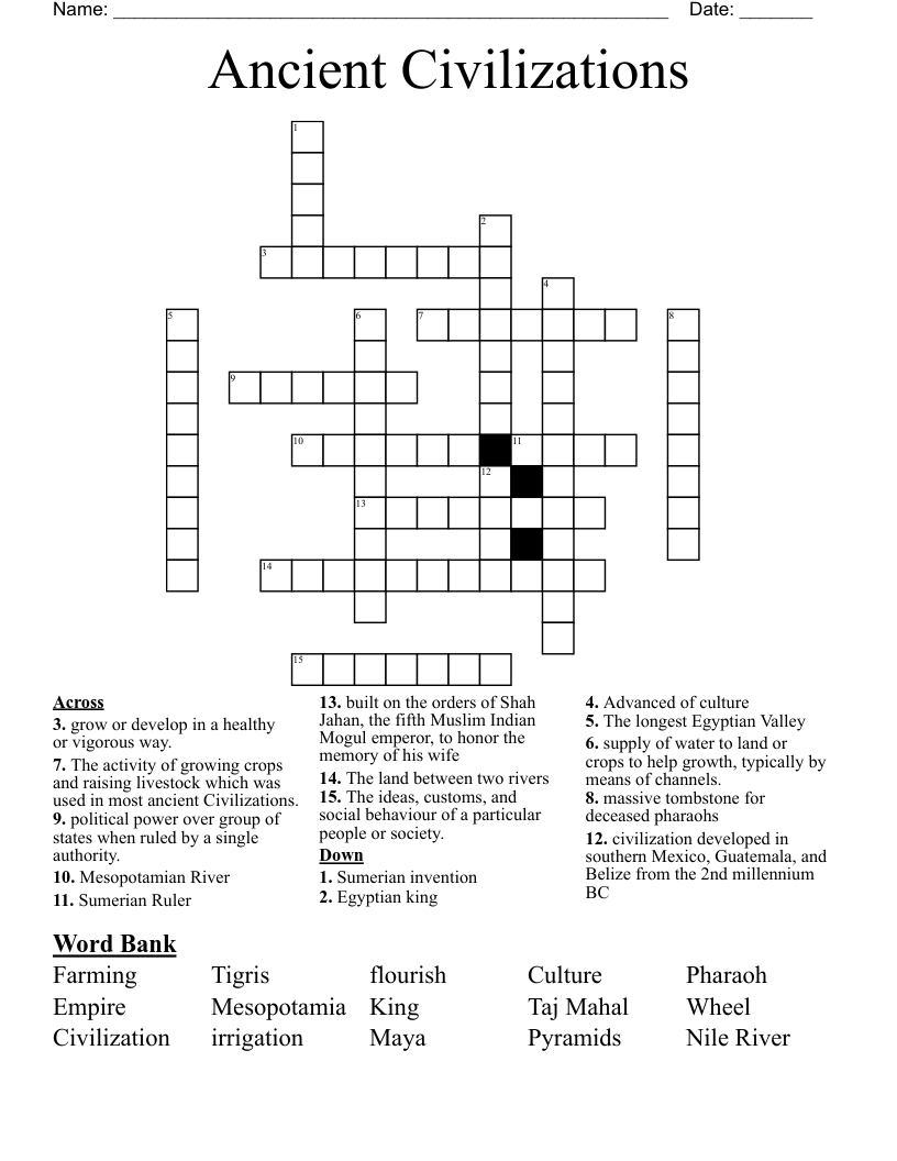Ancient Civilizations Crossword