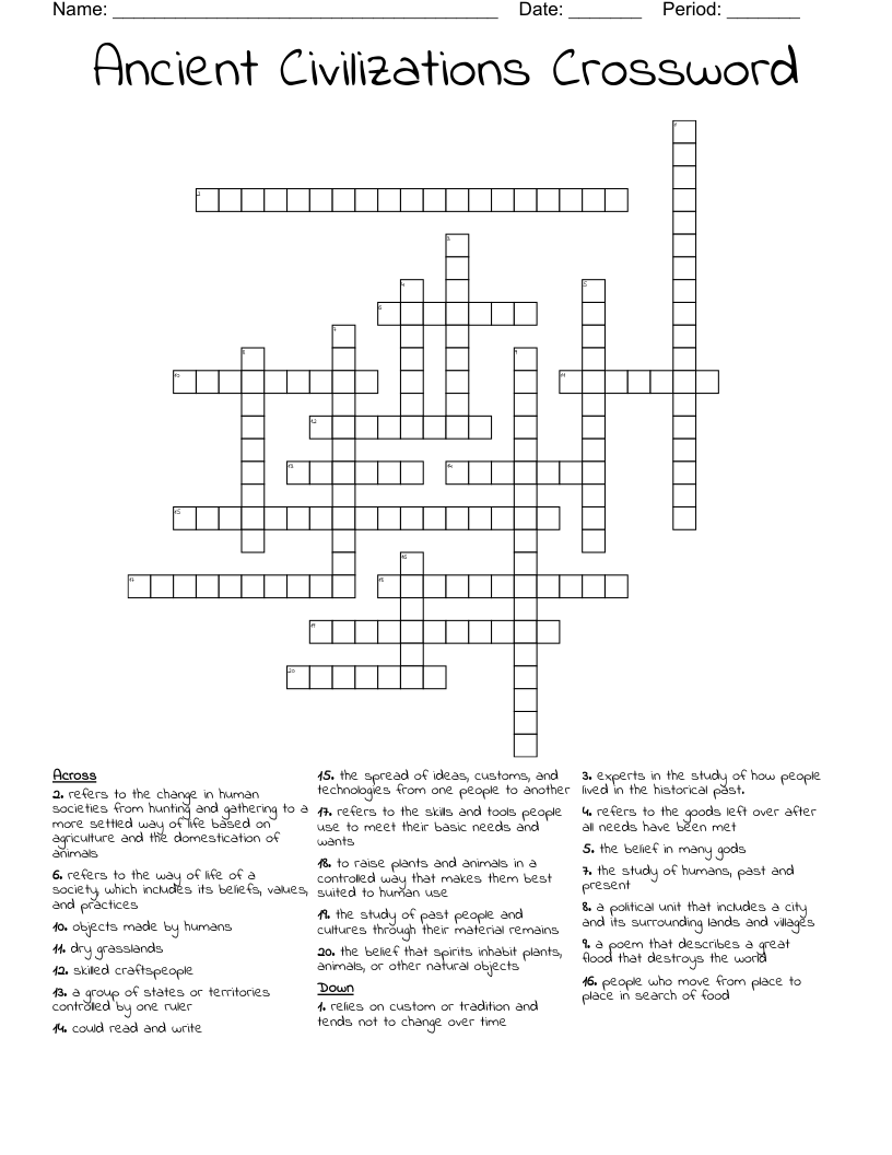 Ancient Civilizations Crossword