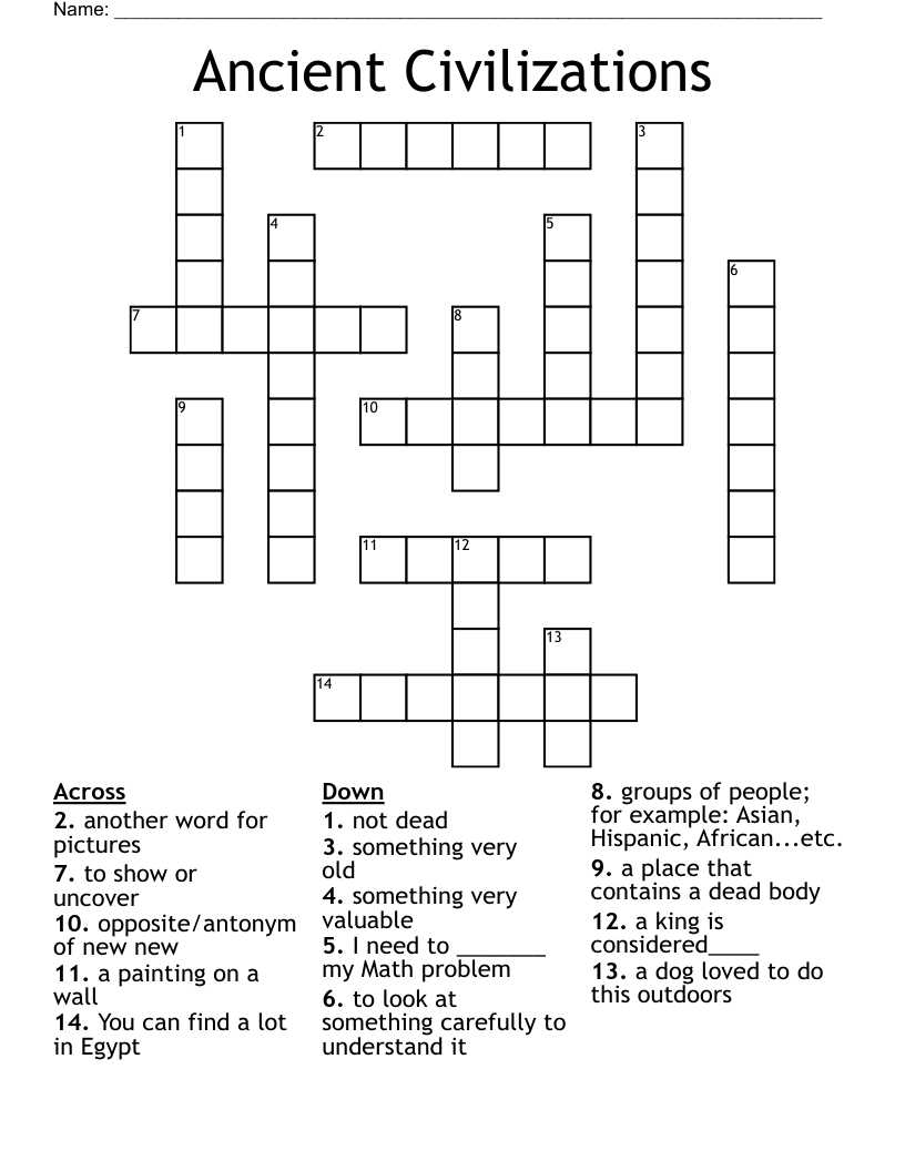 Ancient Civilizations  Crossword
