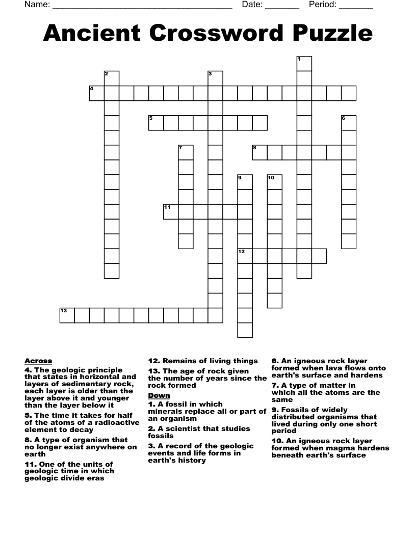 Ancient Crossword Puzzle