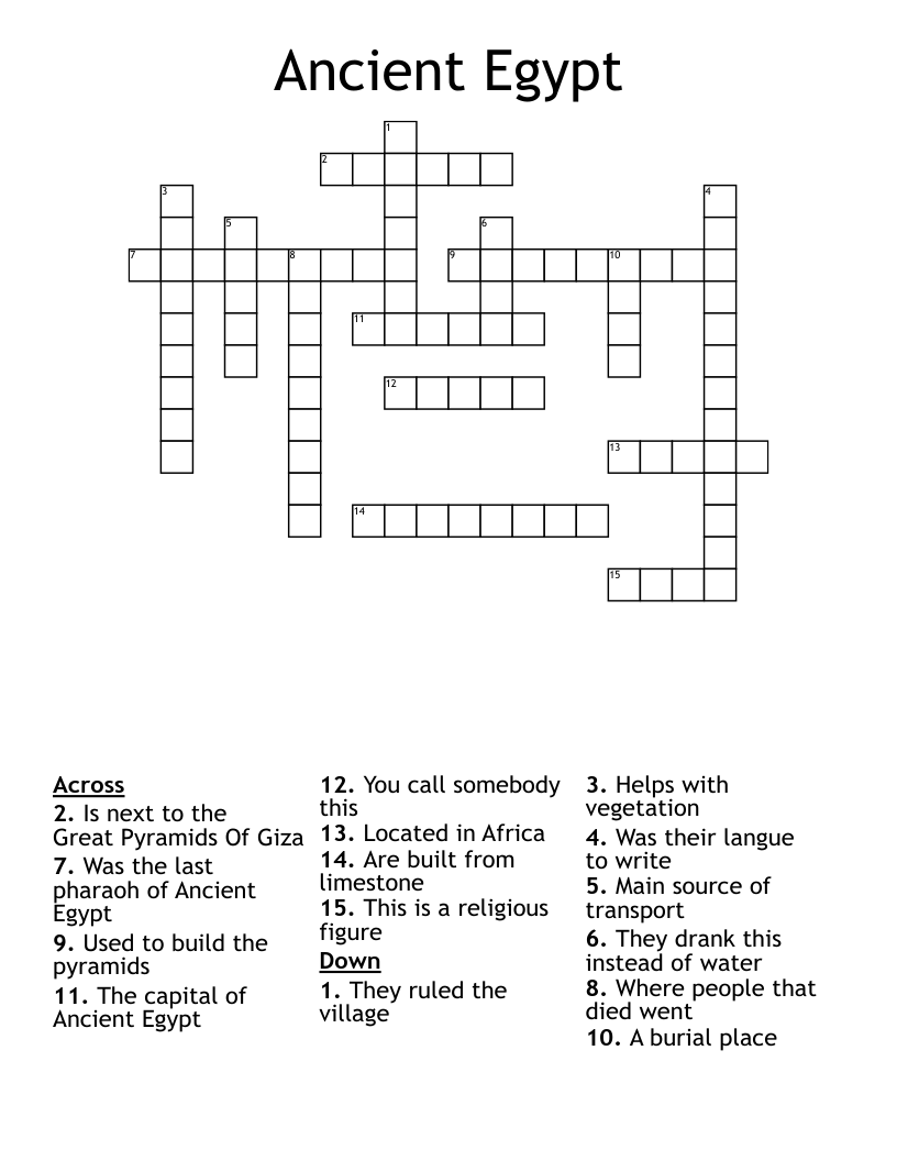 Ancient Egypt Crossword