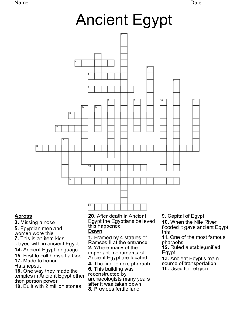 Ancient Egypt Crossword