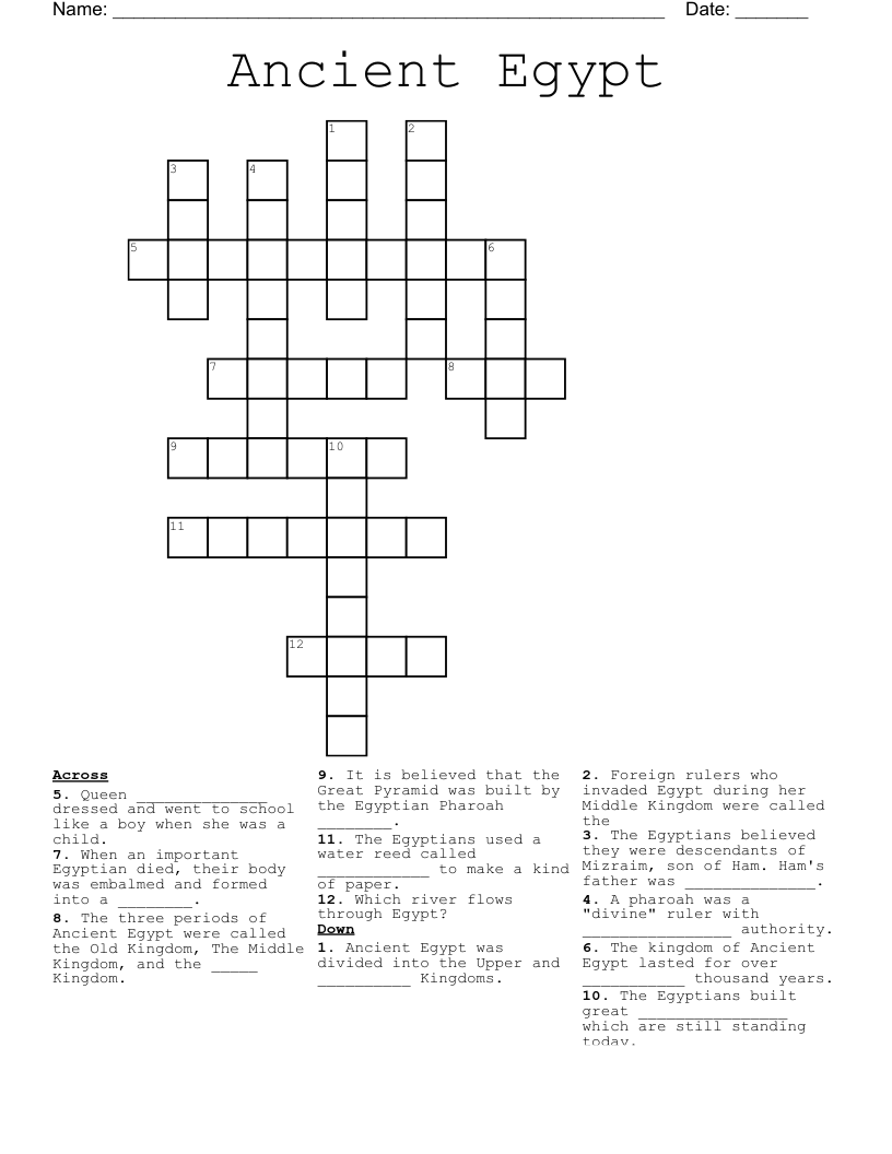 Ancient Egypt Crossword