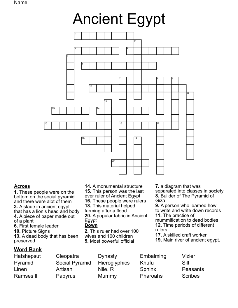 Ancient Egypt Crossword