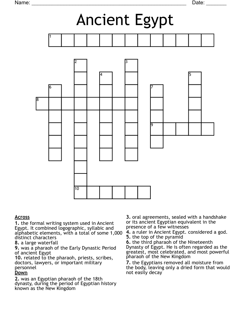 Ancient Egypt Crossword