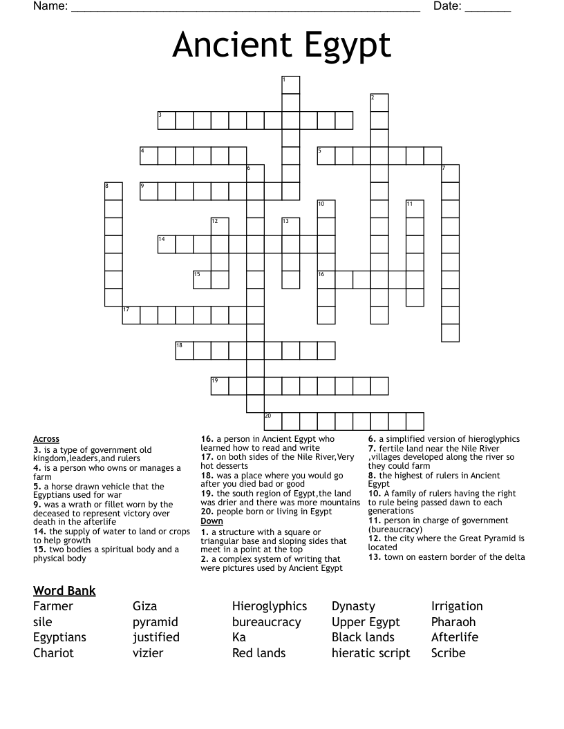 Ancient Egypt Crossword
