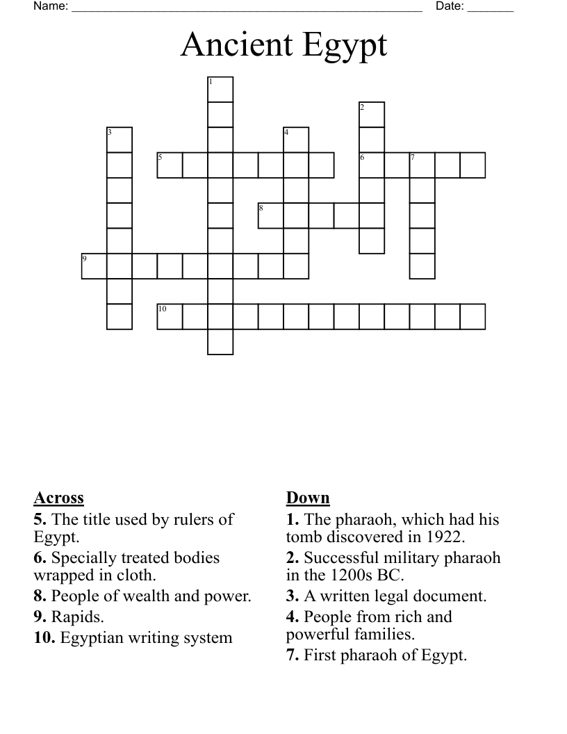 Ancient Egypt Crossword