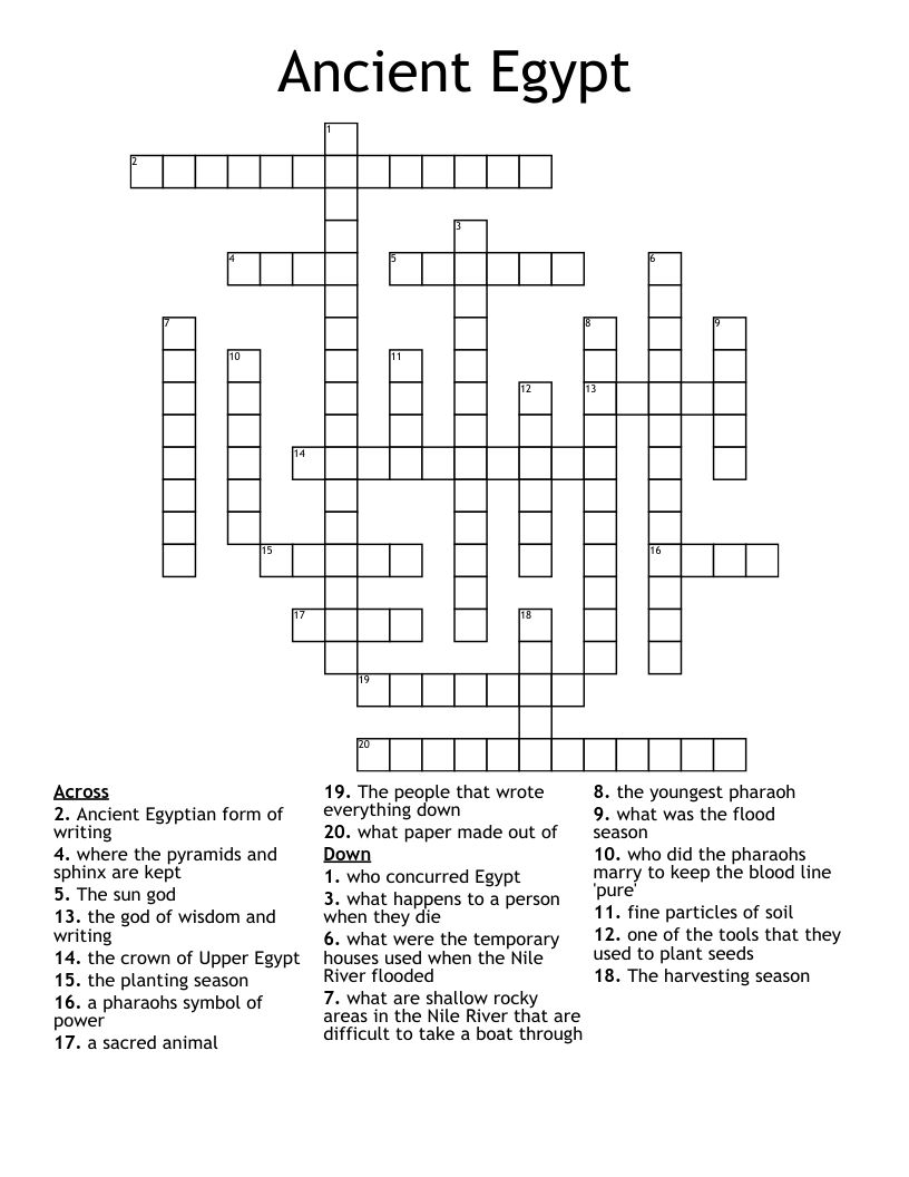 Ancient Egypt Crossword