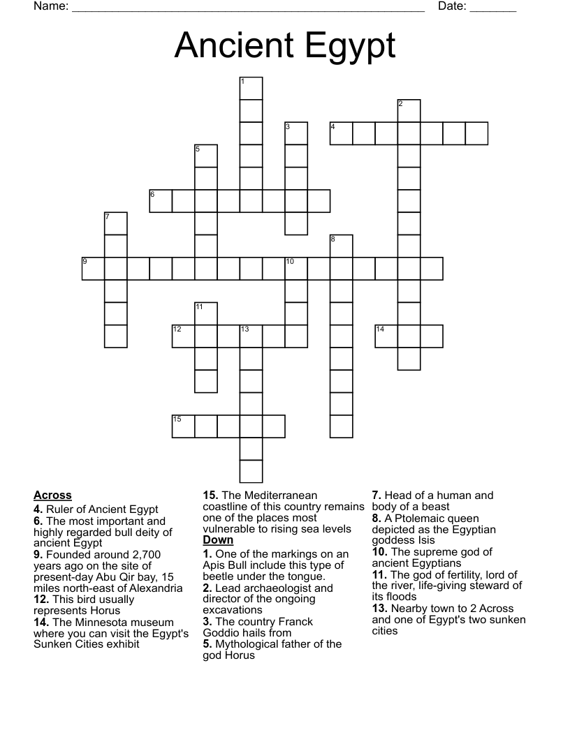 Ancient Egypt Crossword