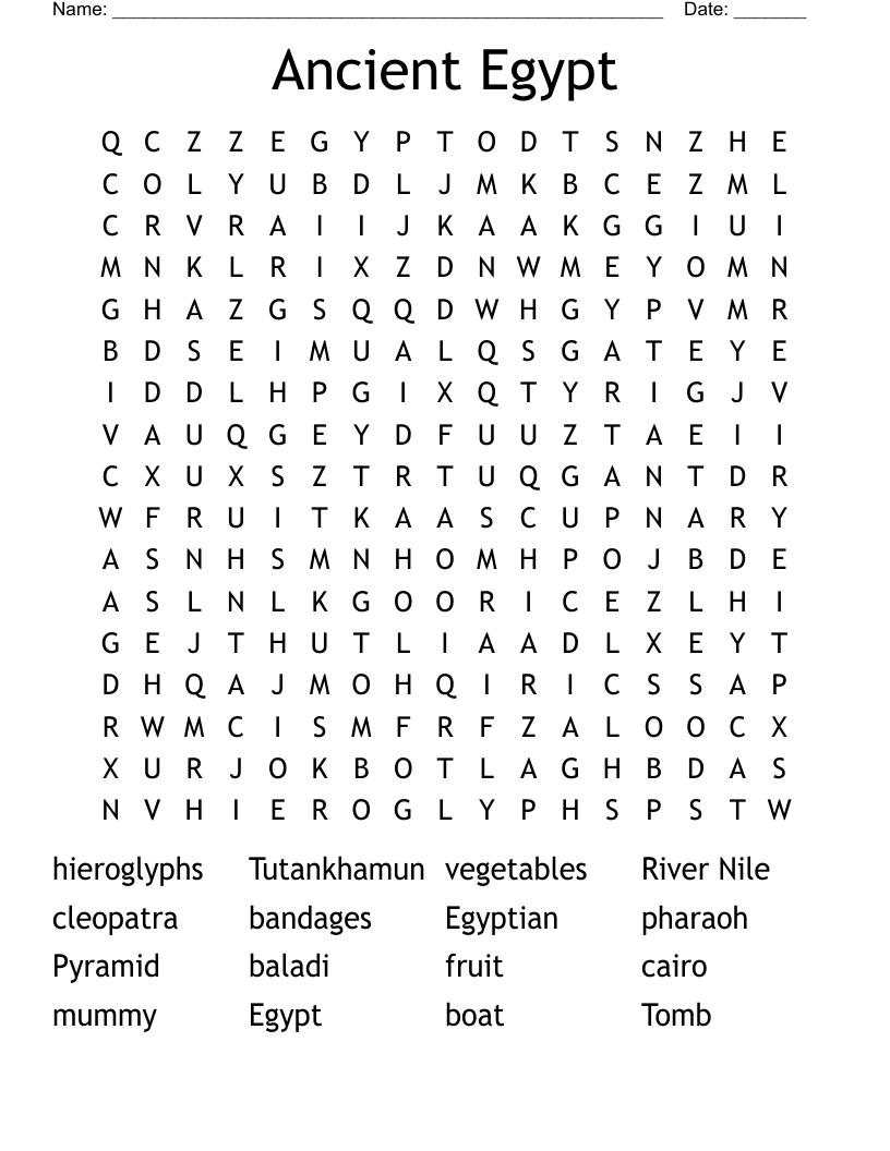 Ancient Egypt Word Search