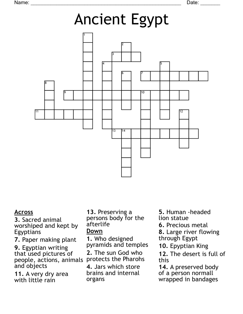 Ancient Egypt Crossword