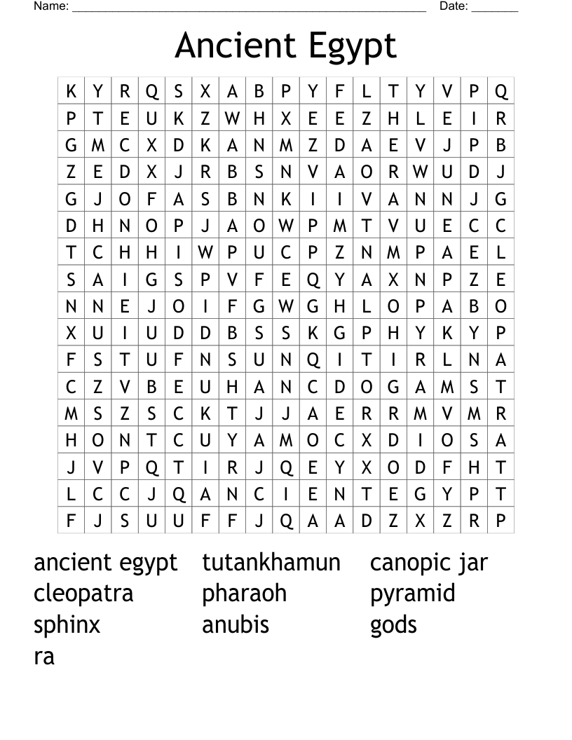 Ancient Egypt Word Search