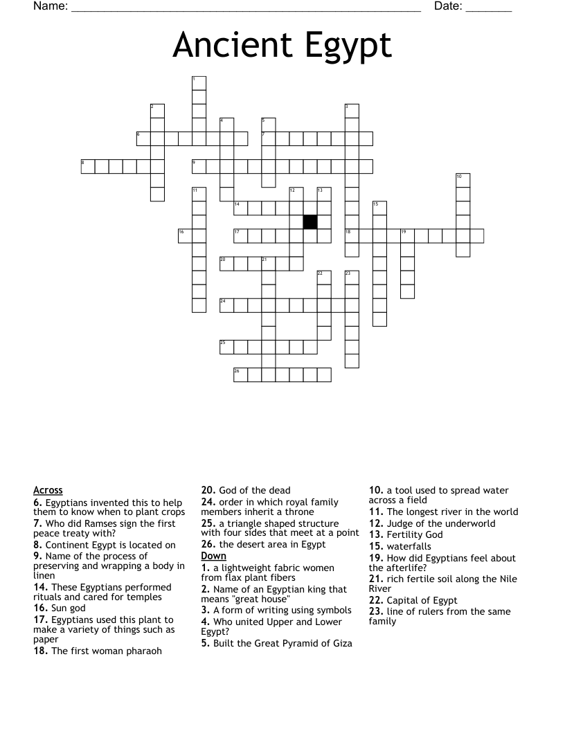 Ancient Egypt Crossword