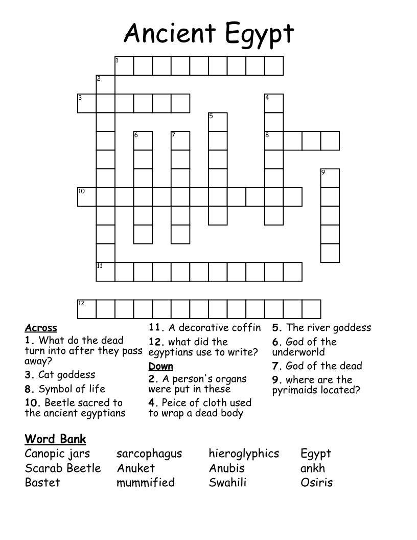 Ancient Egypt Crossword