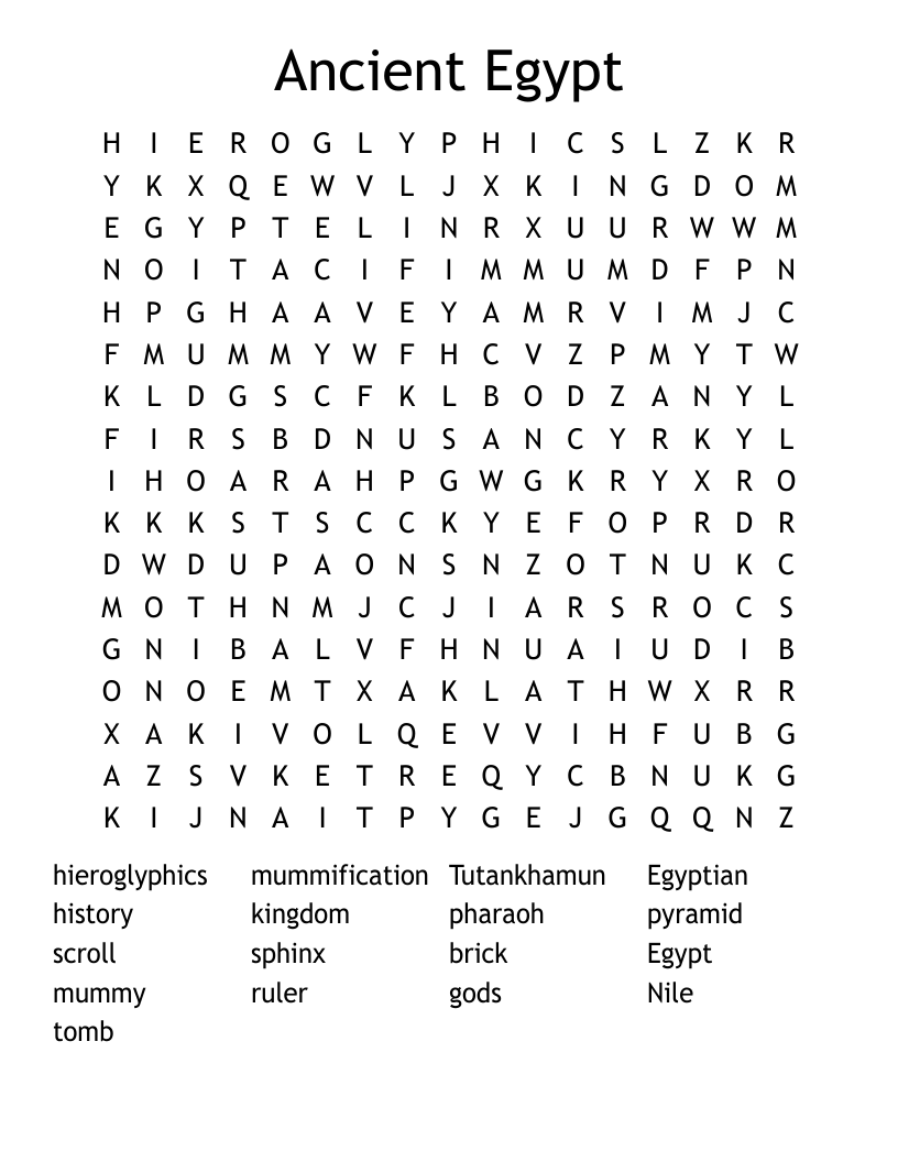 Ancient Egypt Word Search