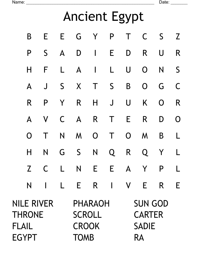Ancient Egypt Word Search