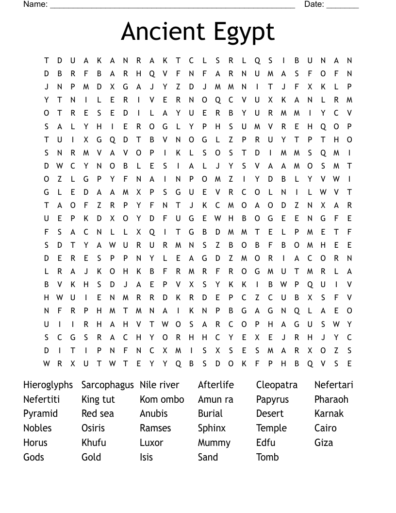 Ancient Egypt Word Search