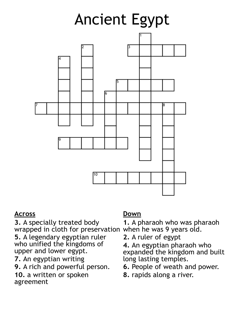 Ancient Egypt Crossword