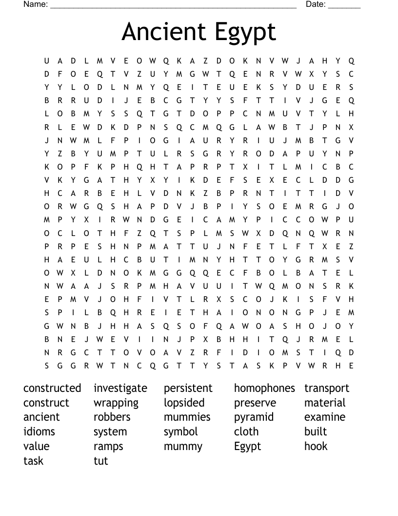 Ancient Egypt Word Search