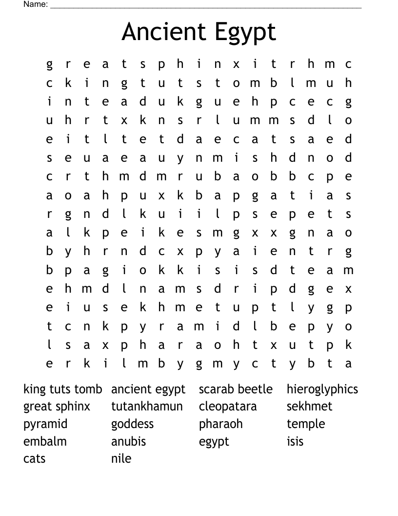 Ancient Egypt Word Search