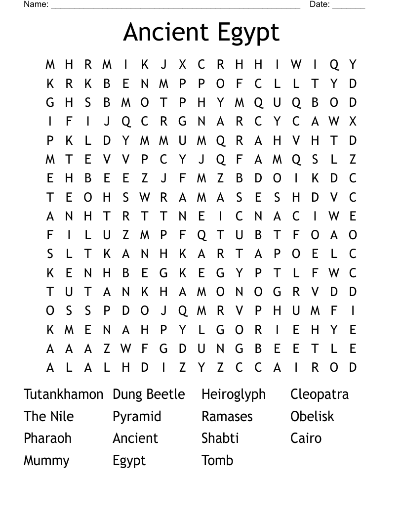 Ancient Egypt Word Search