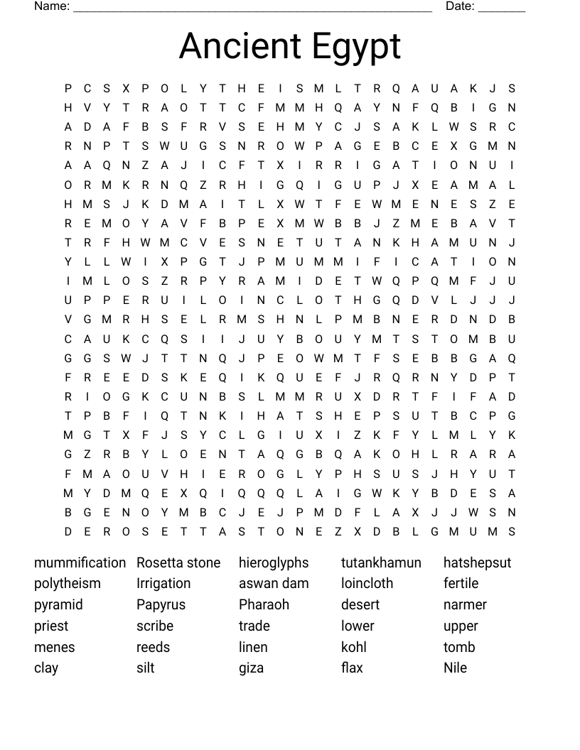 Ancient Egypt Word Search