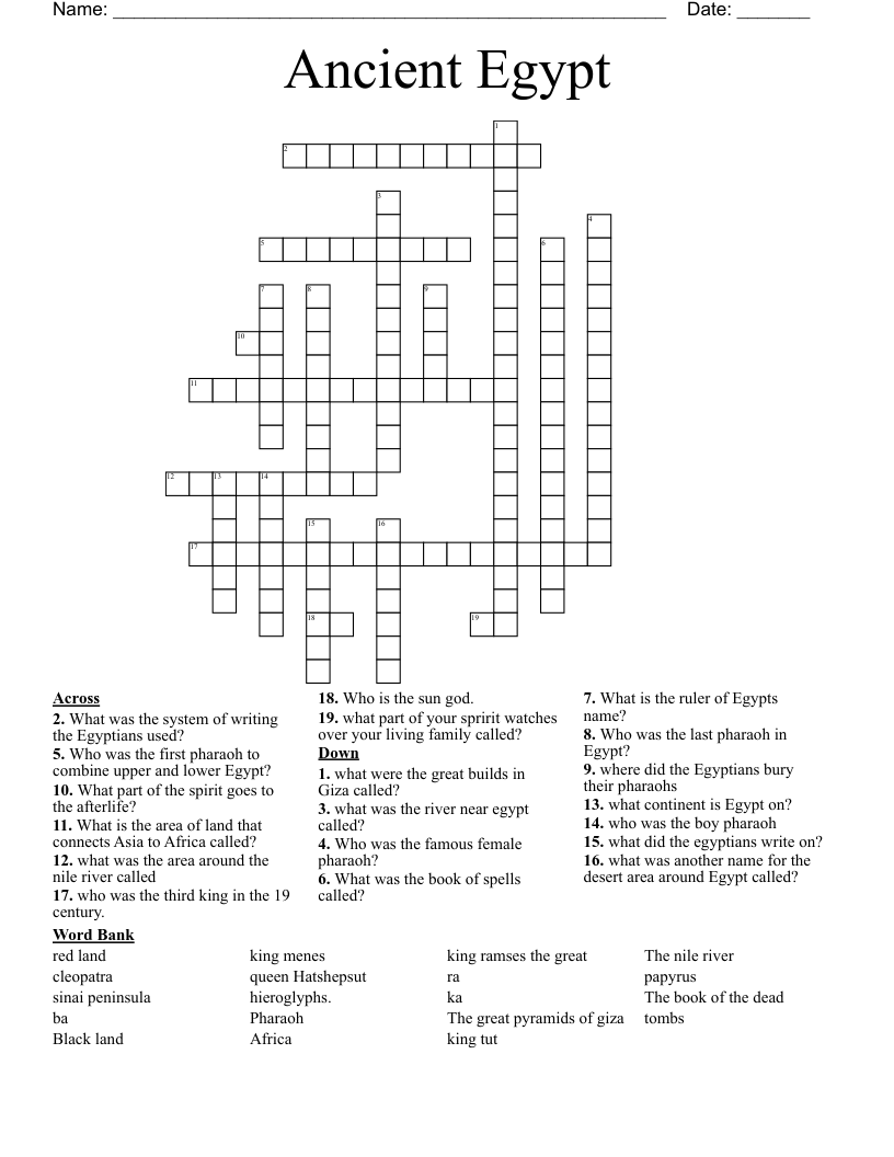 Ancient Egypt Crossword