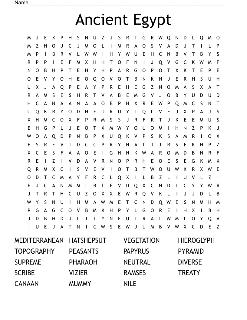 Ancient Egypt Word Search