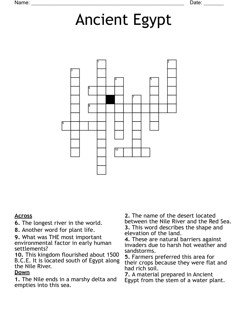 Ancient Egypt Crossword