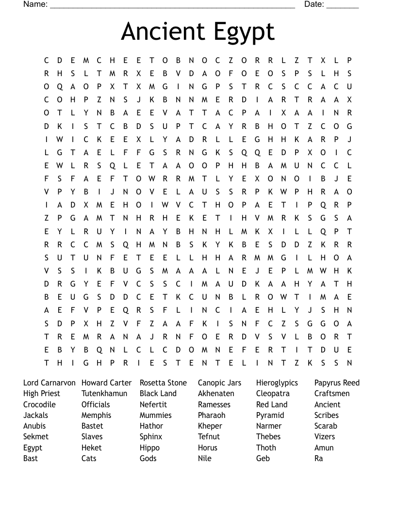Ancient Egypt Word Search