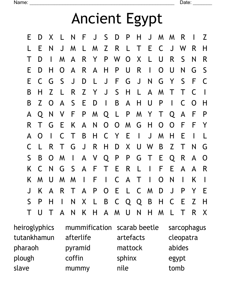 Ancient Egypt Word Search
