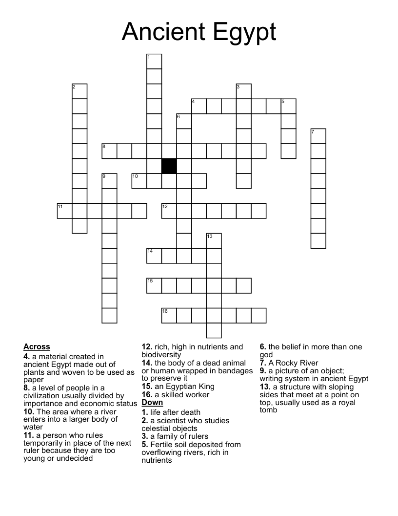 Ancient Egypt Crossword