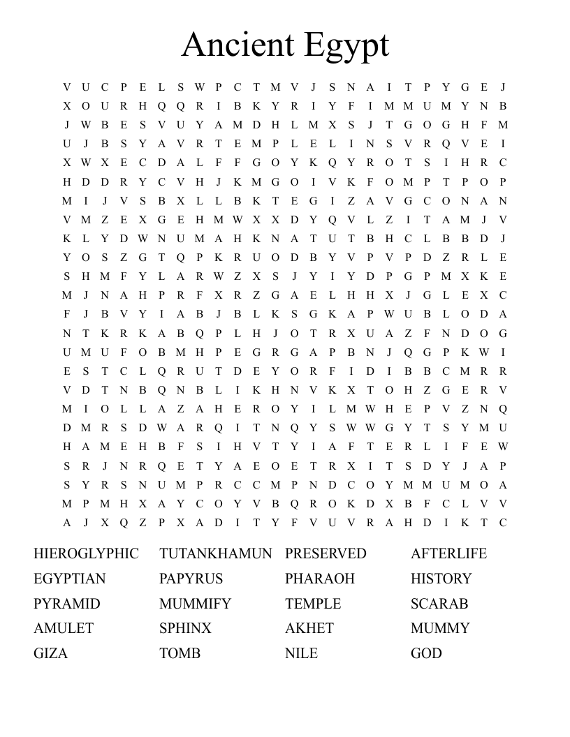 Ancient Egypt Word Search