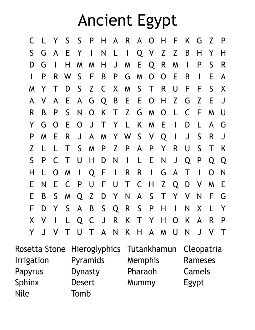 Ancient Egypt Word Search
