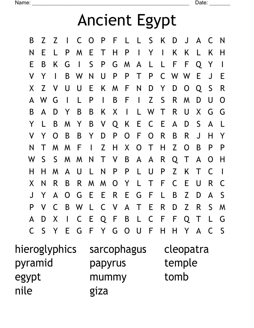 Ancient Egypt Word Search