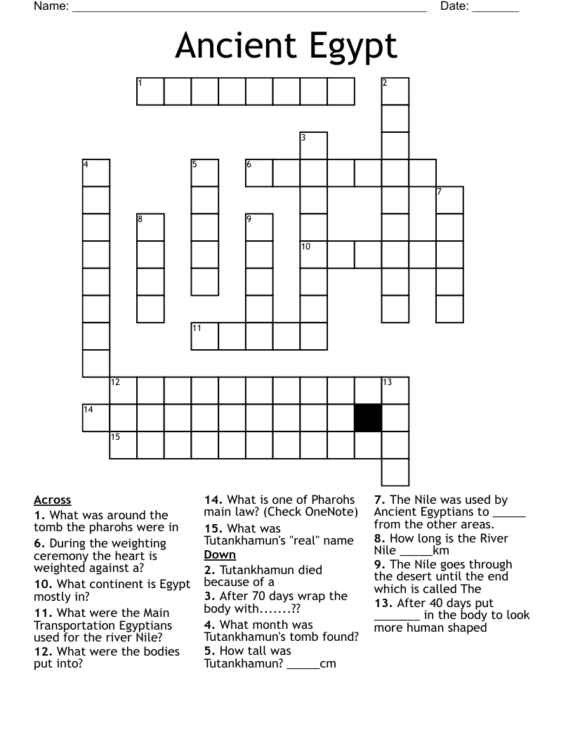 Ancient Egypt Crossword