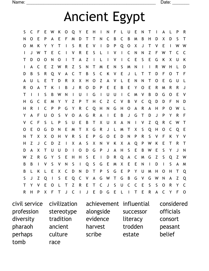 Ancient Egypt Word Search