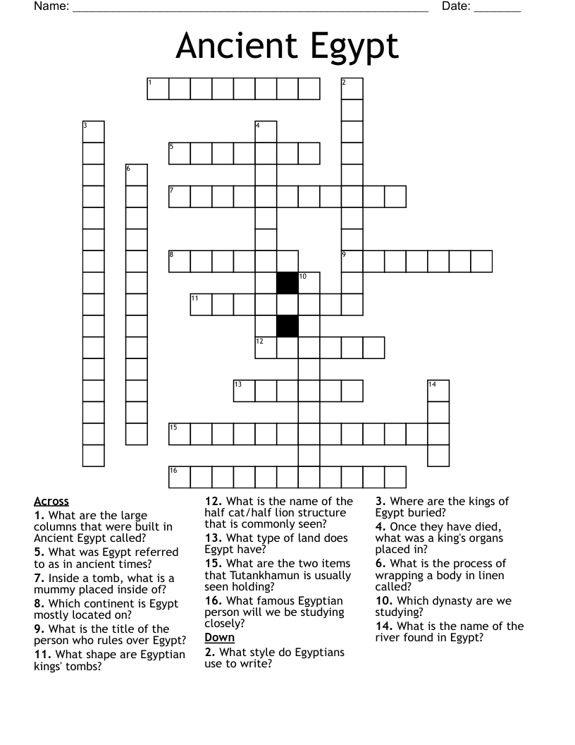 Ancient Egypt Crossword