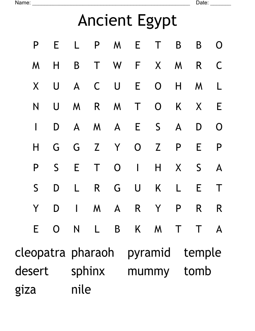 Ancient Egypt Word Search