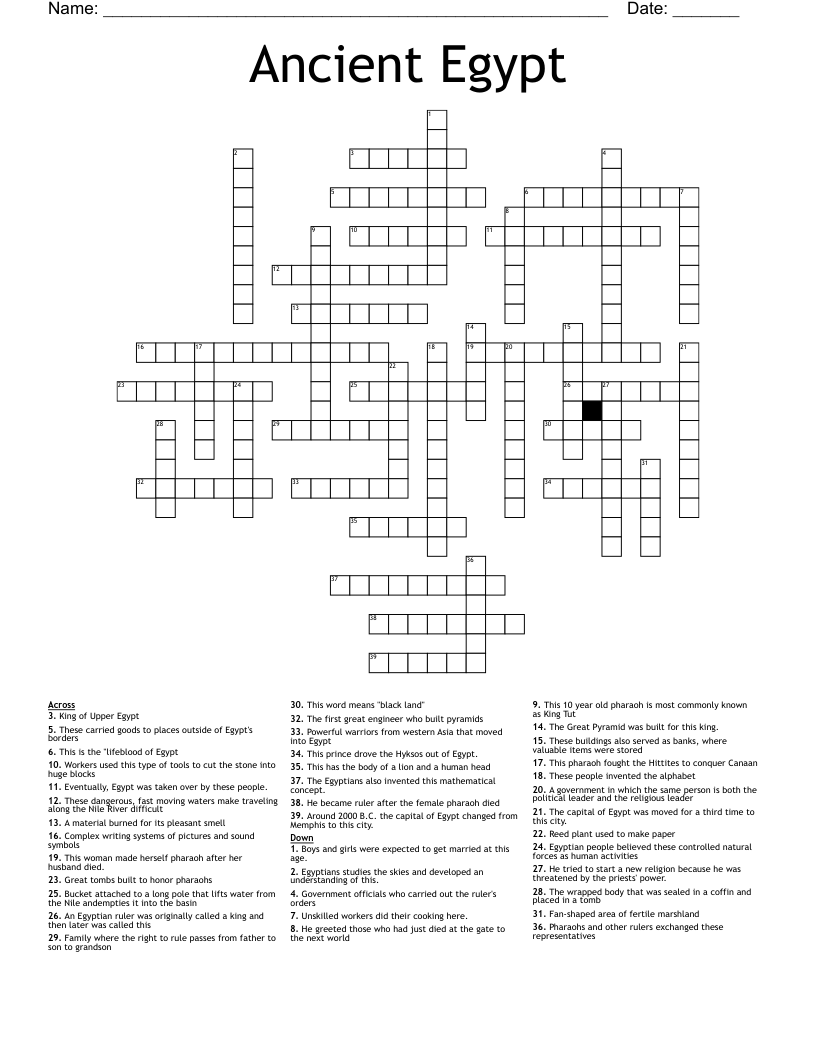 Ancient Egypt Crossword