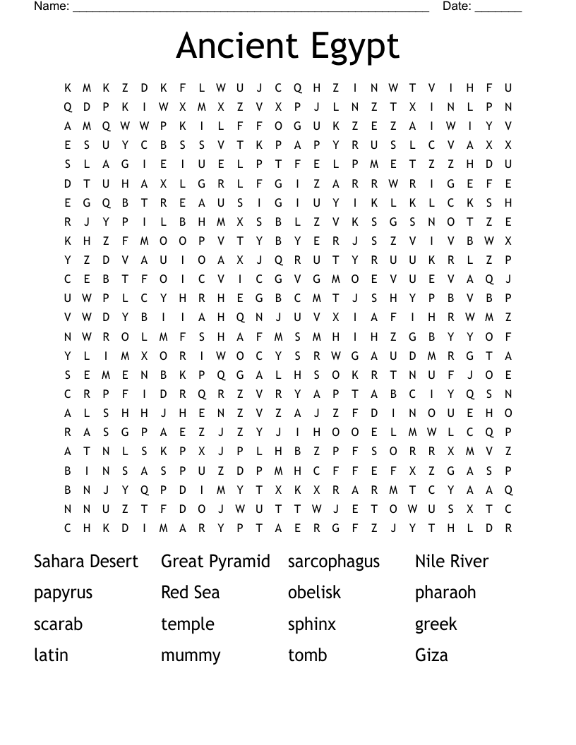 Ancient Egypt Word Search