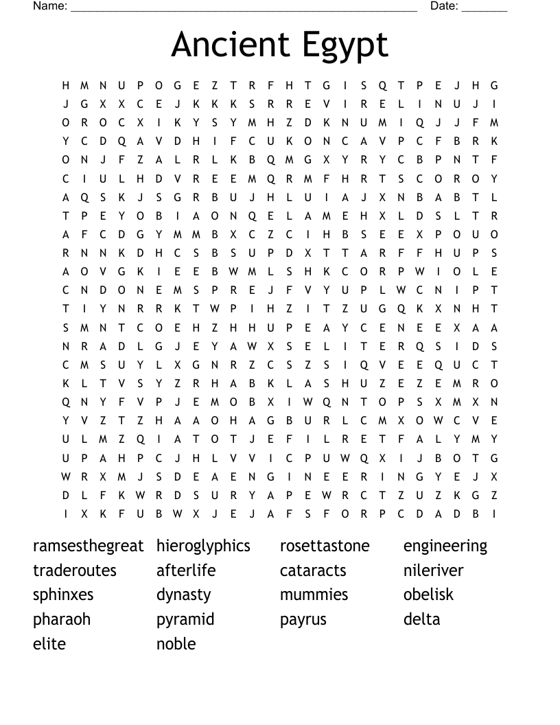 Ancient Egypt Word Search