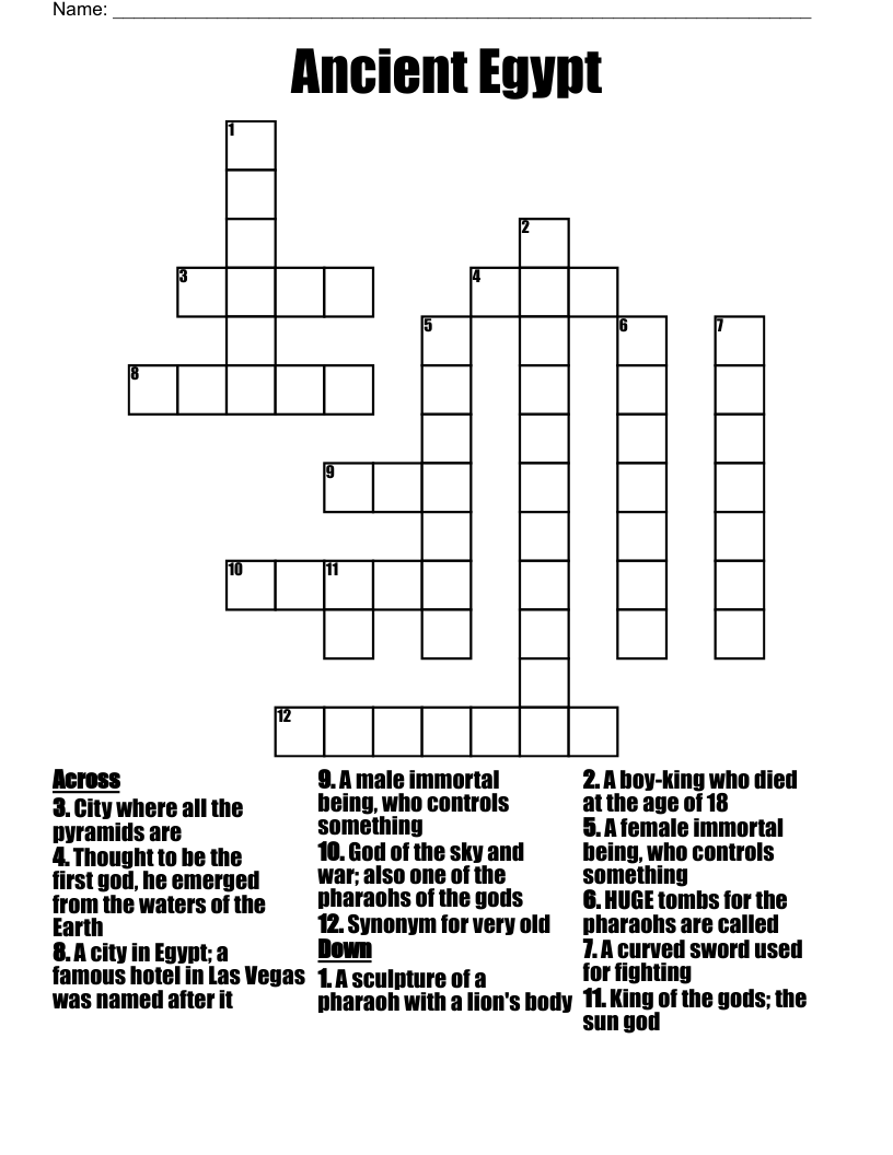 Ancient Egypt Crossword