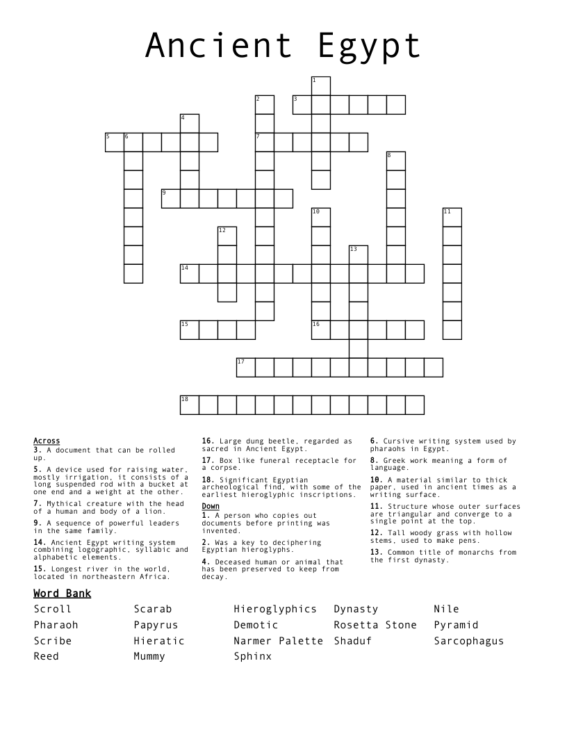 Ancient Egypt Crossword