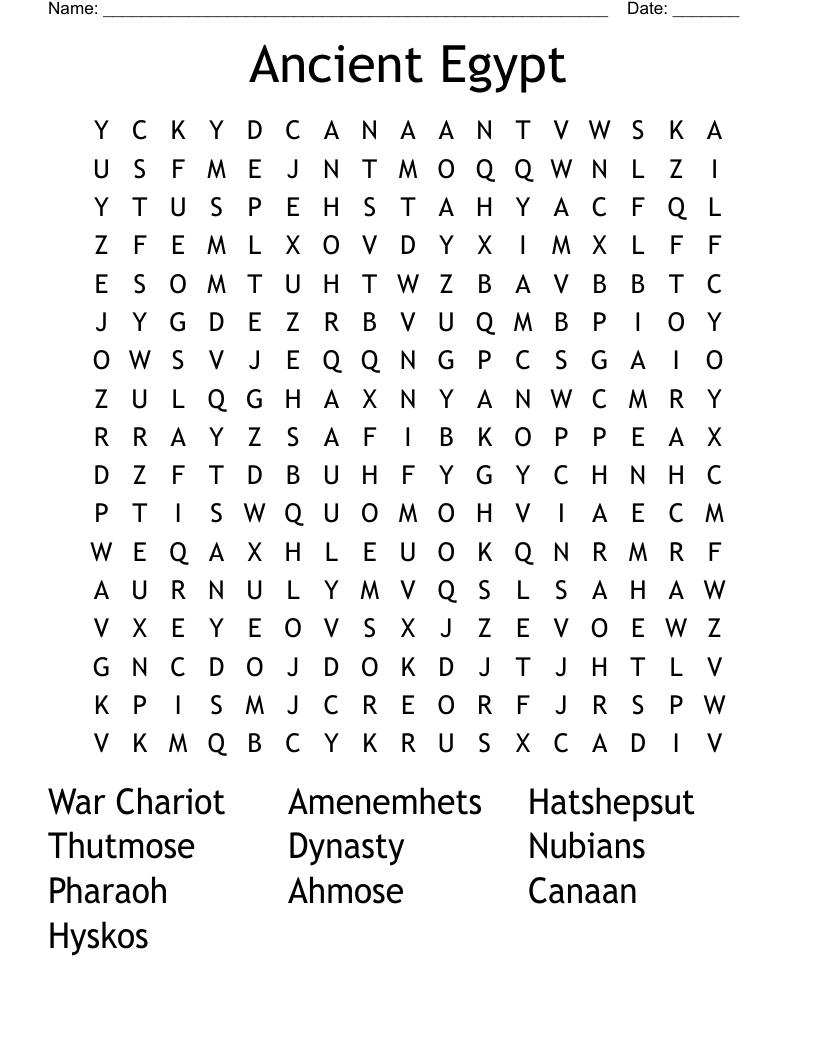 Ancient Egypt Word Search