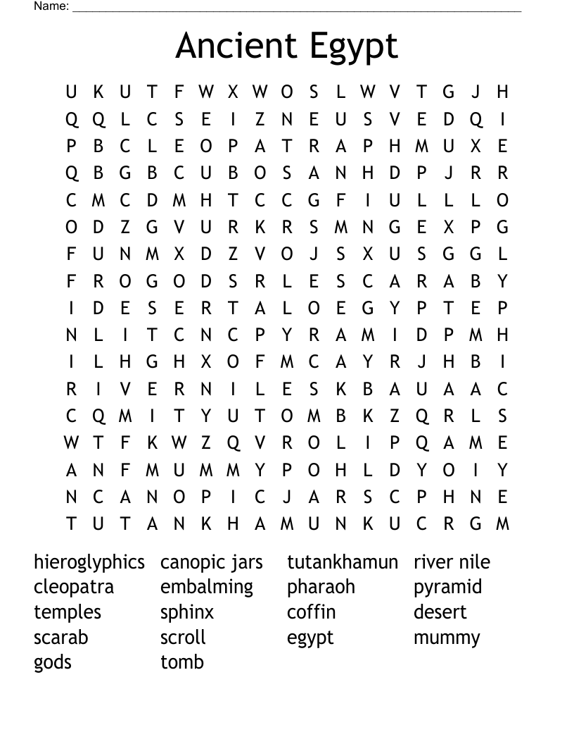 Ancient Egypt Word Search
