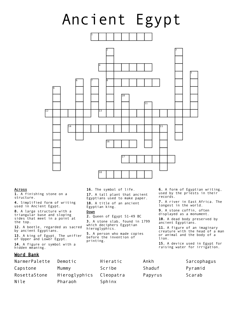 Ancient Egypt Crossword
