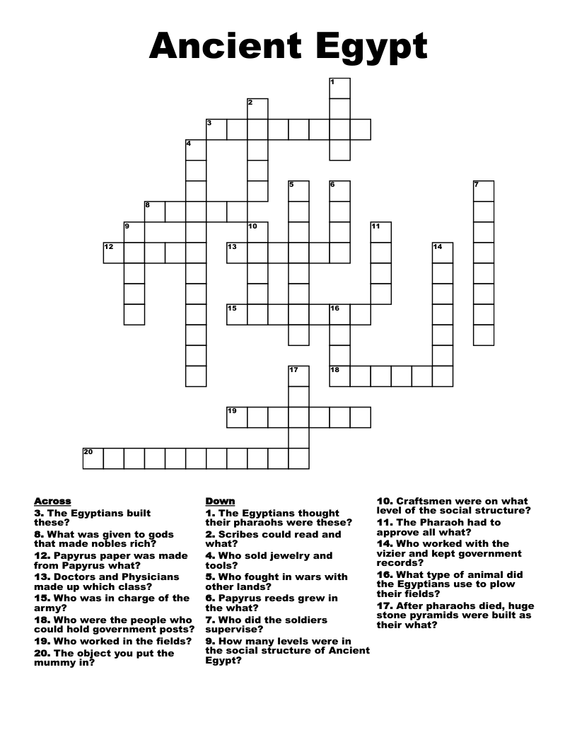 Ancient Egypt Crossword